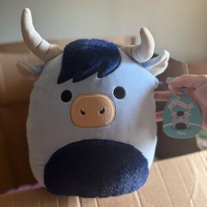 Squishmallows Blue and Cream Bull Plush